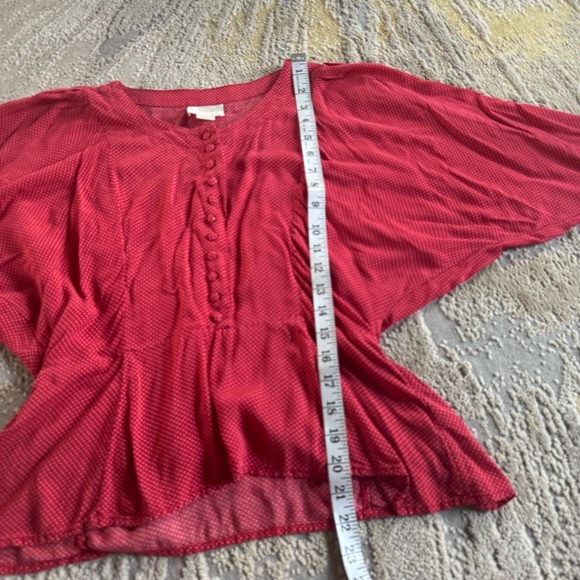 Maeve Anthropologie Chatham Blouse Polka Dot Top Red white buttons XS - Picture 7 of 12